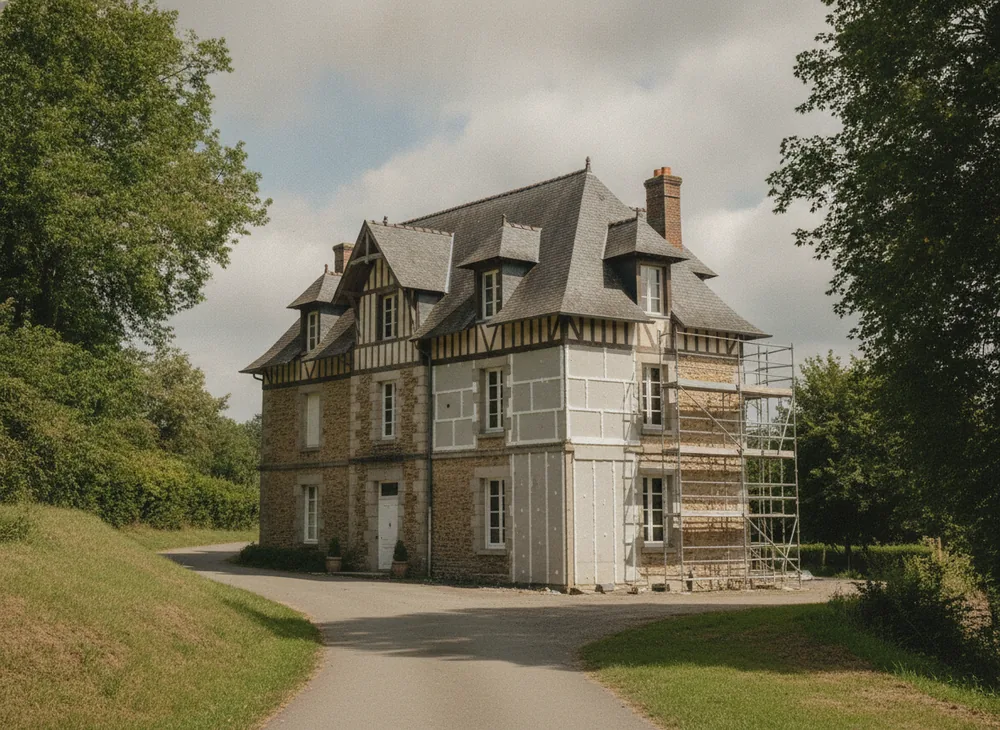 Demeure de Bois-Guillaume en cours de réfection avec isolation de toiture par l’extérieur