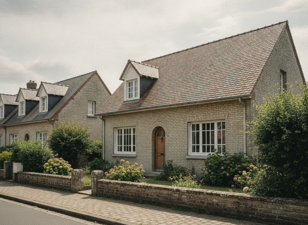 Maison de la cité-jardin du Grand-Quevilly avec sa toiture en tuile plate refaite