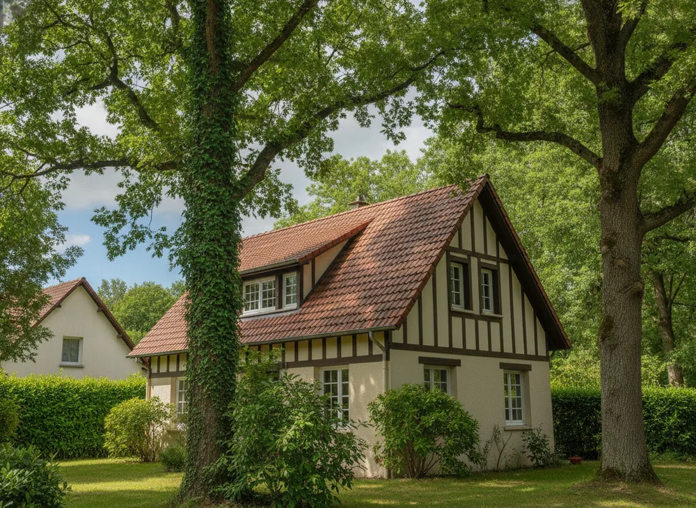 Maison de Saint-Étienne-du-Rouvray en lisière de la forêt du Rouvray, toiture nettoyée